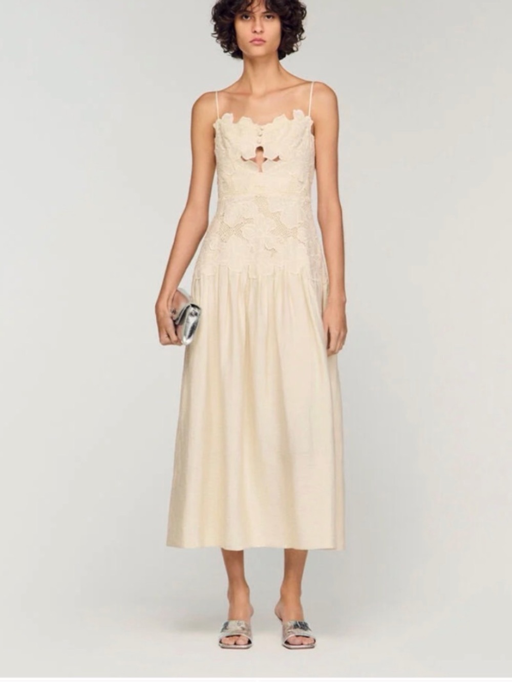 Sandro dress in ecru. Delicate lace bustier with cut out. worn once. - Picture 4 of 10